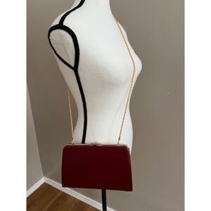 Red croc embossed Prince Japan kisslock clutch/crossbody
